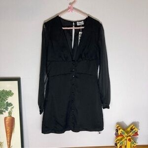 Urban Outfitters Lioness NWT sheer sleeve black minidress size L